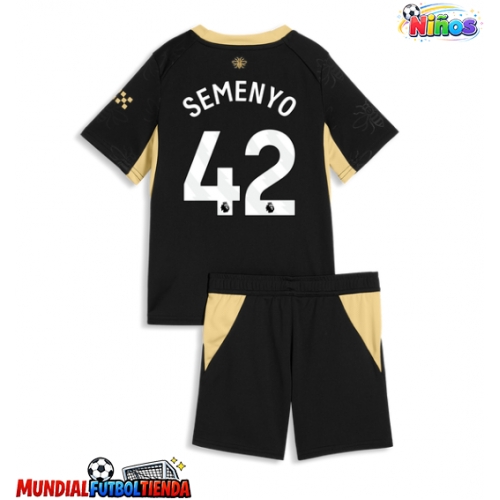 Camiseta Manchester City Antoine Semenyo #42 Segunda Equipación Replica 2026-27 para niños mangas cortas (+ Pantalones cortos)